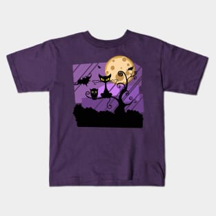 Halloween night with a CAT Kids T-Shirt